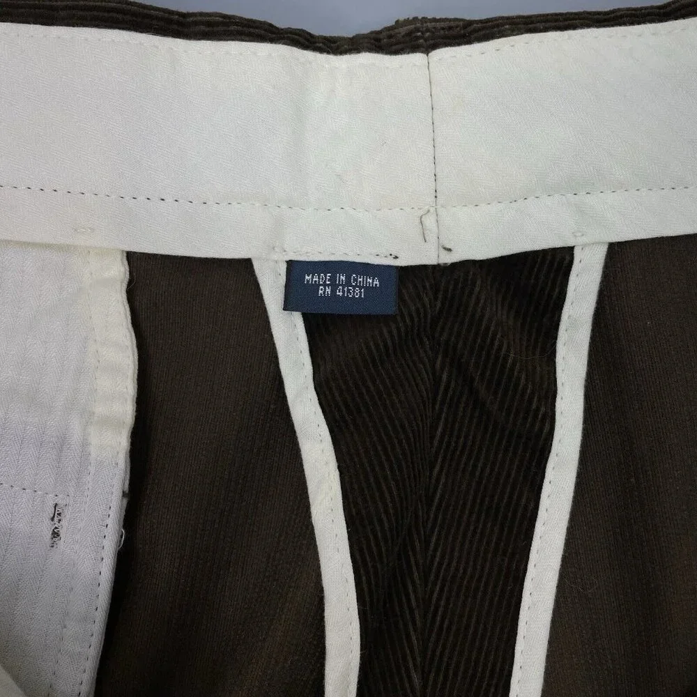 Vintage Polo Ralph Lauren Preston Corduroy Pants Wide Leg Preppy Brown Men 36x27
